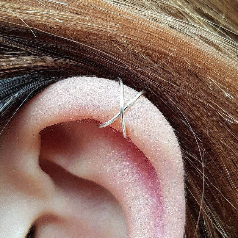 Cercel clip-on silver Crossover - Vagance Jewelry