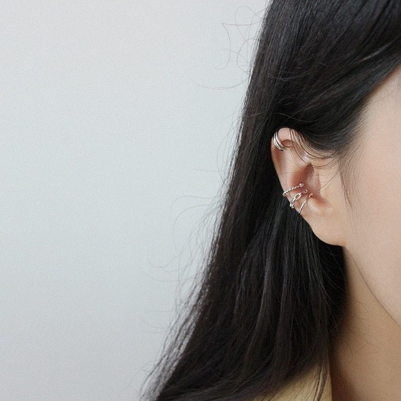 Cercel clip-on silver Dual - Vagance Jewelry