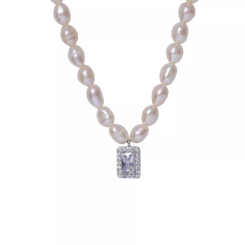 Necklace Set silver Shiny Pearls - Vagance