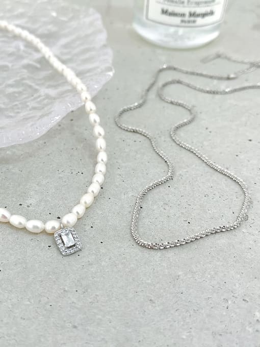 Necklace Set silver Shiny Pearls - Vagance